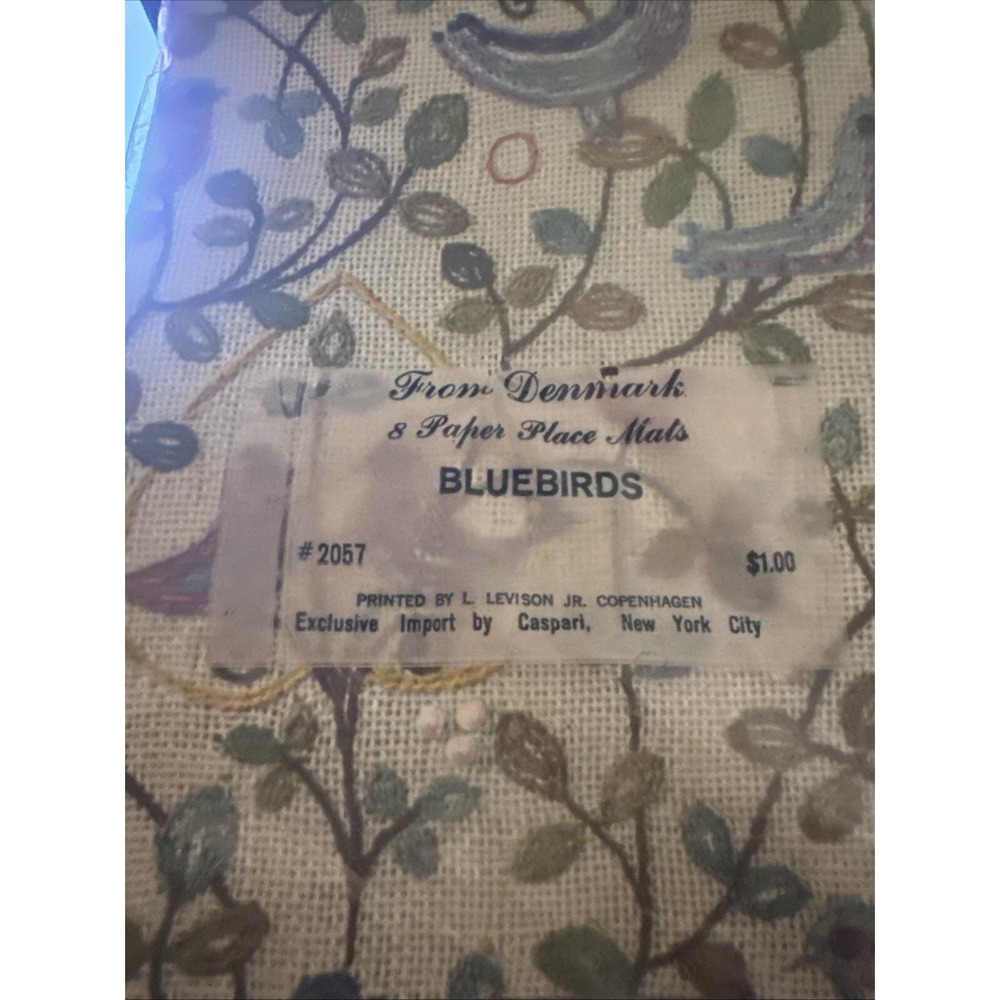 Vintage Caspari Denmark Paper Placemats Bluebirds - 8 Mats